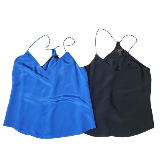 J. Crew Black & Blue Silk Racerback Camisole Top Blouse sz 6 - Picture 1 of 9